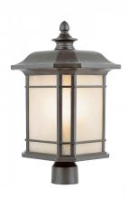  5824 RT - San Miguel Collection, Craftsman Style, Post Mount Lantern Head with Tea Stain Glass Windows